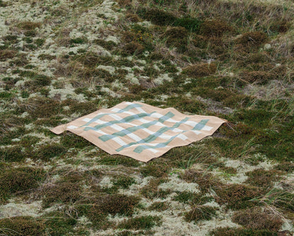 Juteteppich – Grün/Blau gestreift