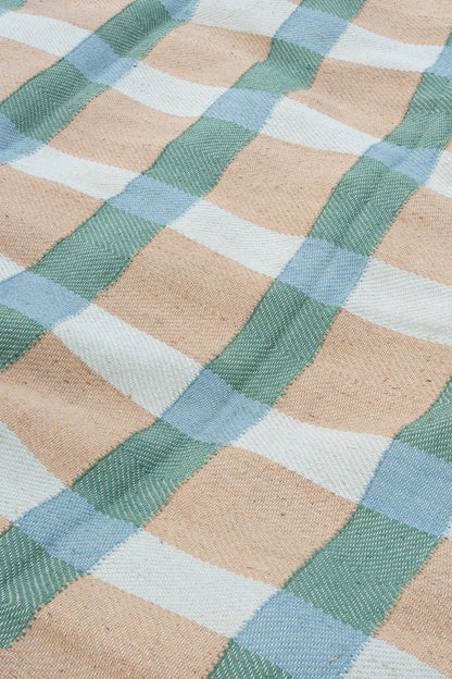 Juteteppich – Grün/Blau gestreift