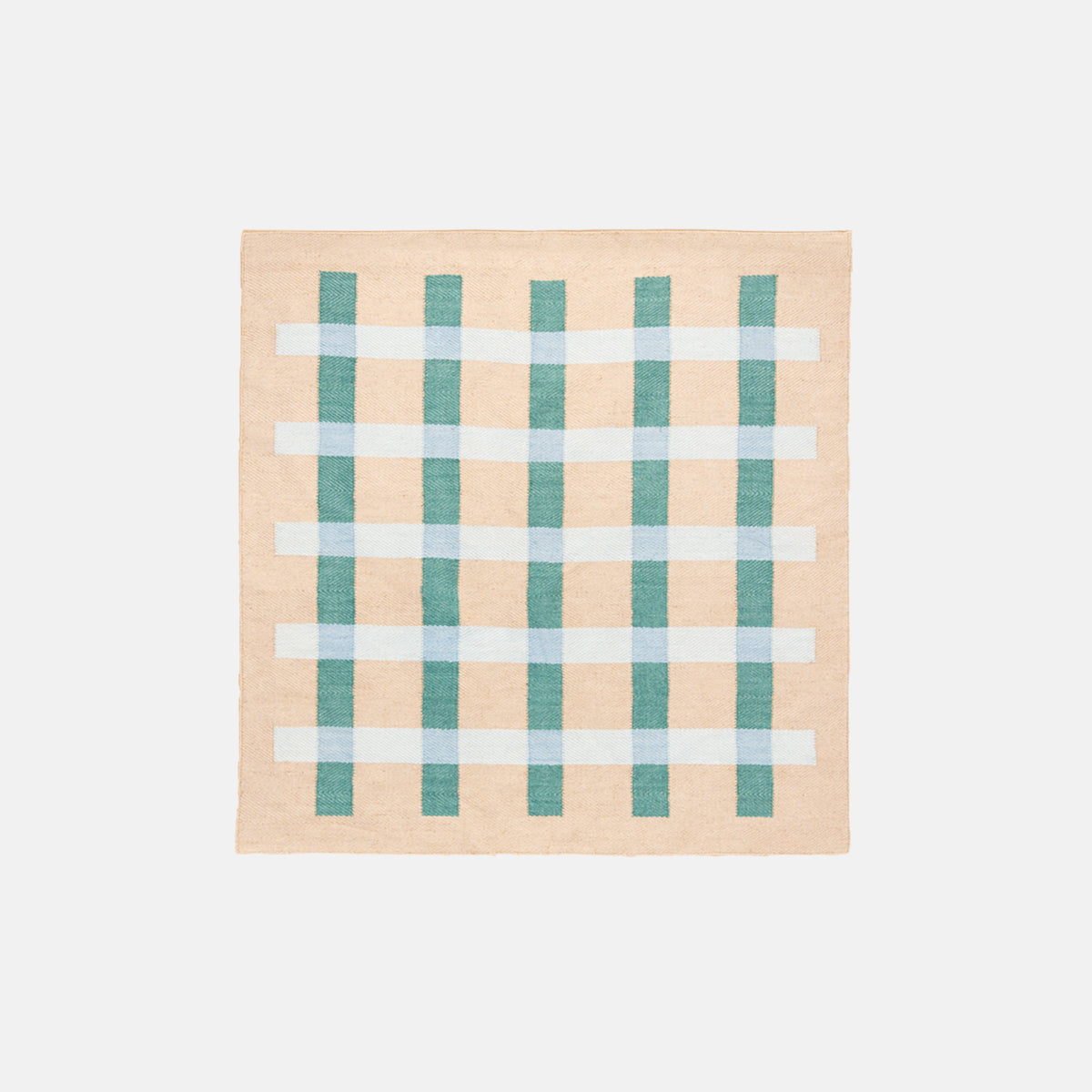 Juteteppich – Grün/Blau gestreift